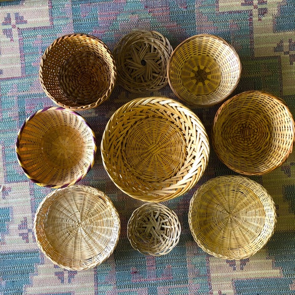 9 boho baskets wall collage bohemian farmhouse vtg